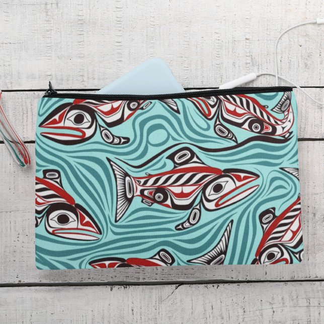 Pochette À Accessoires Saumon Haida Art Spirit Pacific Northwest Native (Créateur téléchargé)