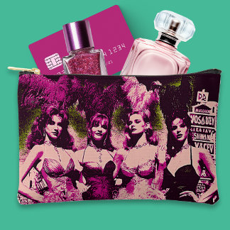 Pochette À Accessoires Showgirl Baddies Rose et Vert Risograph