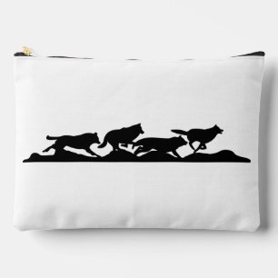 Pochette À Accessoires Silhouette de Wolf Noir en course avec le pack