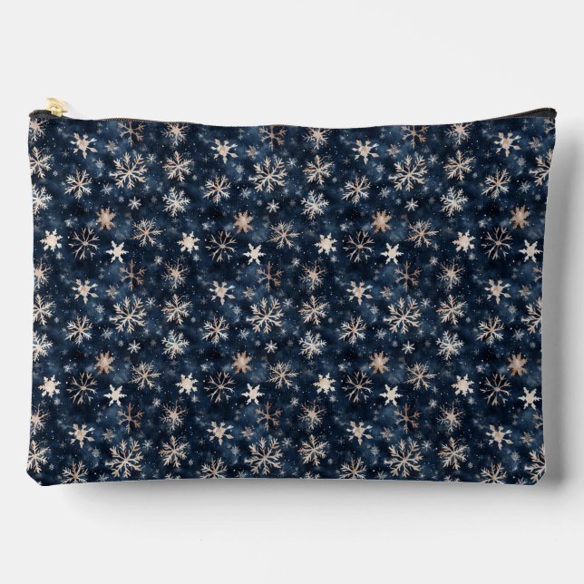 Pochette À Accessoires Simple Dark Blue with Snowflakes (Recto)