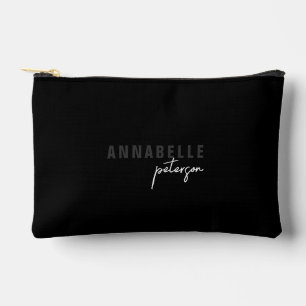 Pochette À Accessoires Simple moderne noir & blanc Script minimal personn
