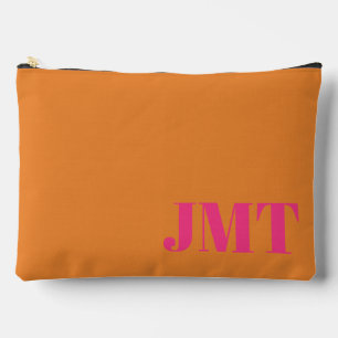 Pochette À Accessoires Simple rose et orange avec Monogramme