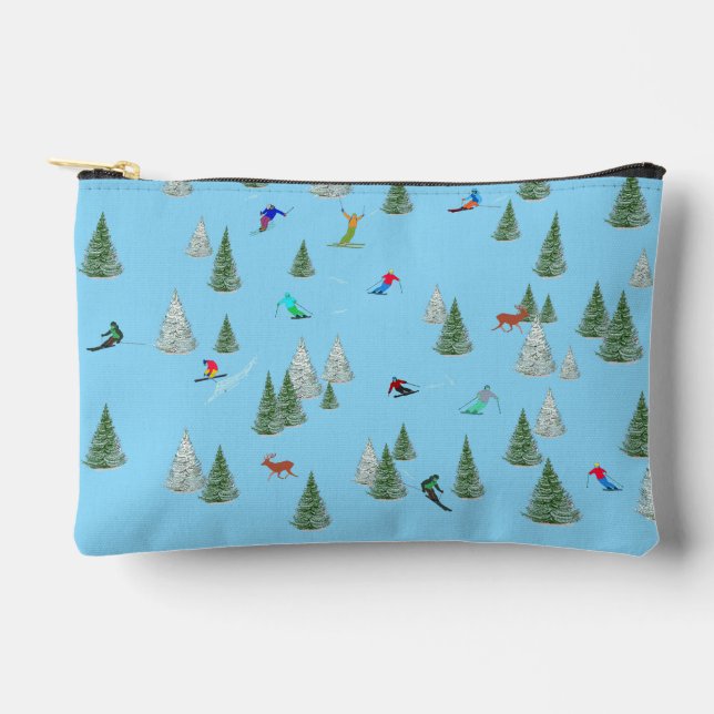 Pochette À Accessoires Skieurs alpins ski de descente bleu pâle (Recto)