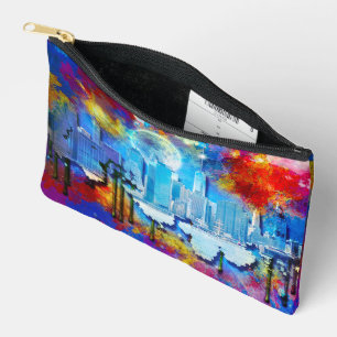 Pochette À Accessoires SlipperyJoe NYC graffiti lune entourée de tourbill