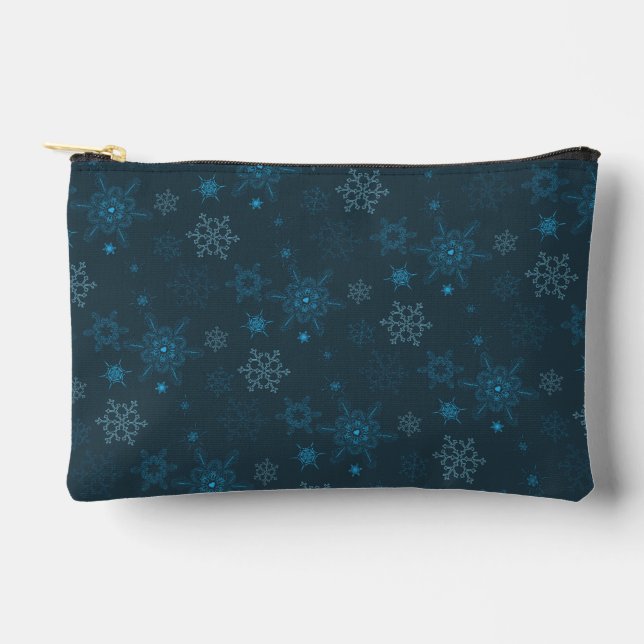 Pochette À Accessoires Snowflake hiver bleu sans couture motif (Recto)