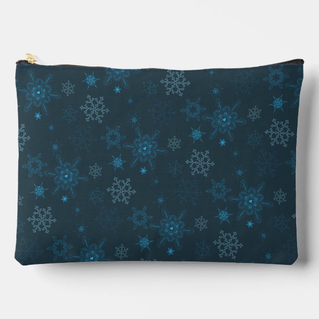 Pochette À Accessoires Snowflake hiver bleu sans couture motif (Recto)