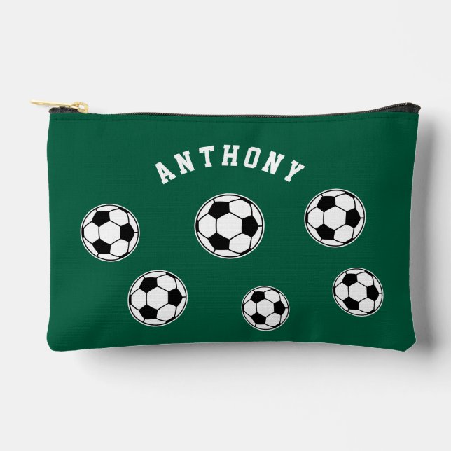 Pochette À Accessoires Soccer Vert Enfants personnalisés Retour à l'école (Recto)
