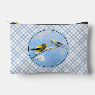 Pochette À Accessoires Soirée Grosbeak Winter Painting Oiseaux originaux