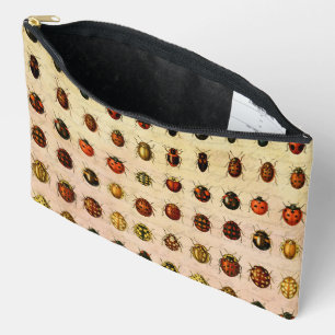 Pochette À Accessoires Spécimen de coccinelle vintage Motif Insecte antiq