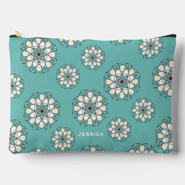 Pochette À Accessoires Style géométrique Turquoise Floral Mandala personn (Recto)