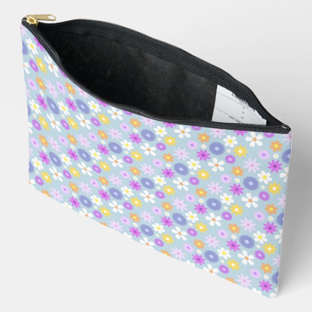 Pochette À Accessoires Style les années 70 rétro Fleur Sml Motif Pastel   (Ouvrir)