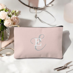 Pochette À Accessoires Style Unique Monogramme Typographie Blush Rose