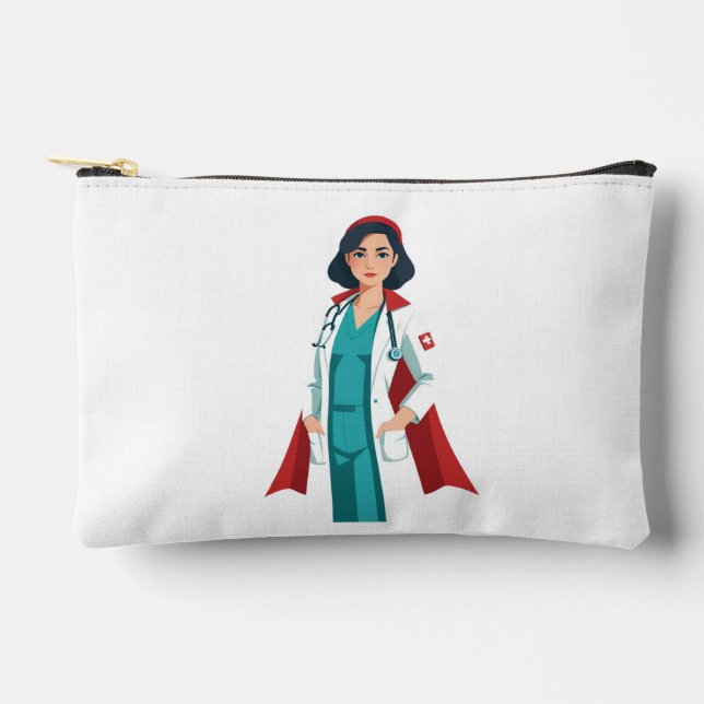 Pochette À Accessoires Super Infirmière – Héroïne en Blouse Blanche (Recto)