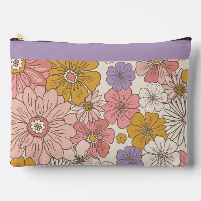 Pochette À Accessoires Tapis de bureau rétro bohème floral jardin (Recto)
