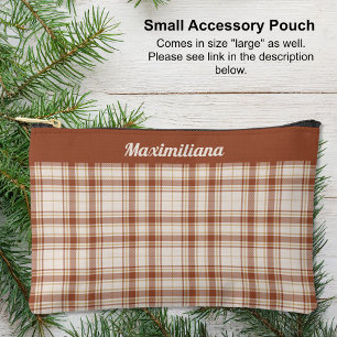 Pochette À Accessoires Tartan - Brown de ciment - PETITE poche d'accessoi