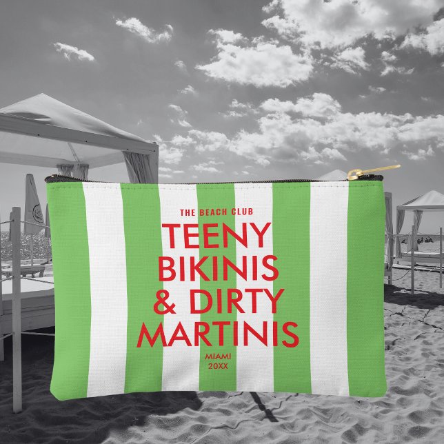 Pochette À Accessoires Teeny Bikinis & Dirty Martinis Beach Club Stripe (Créateur téléchargé)