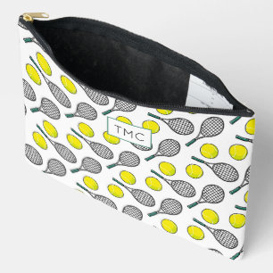 Pochette À Accessoires Tennis Balls Raquettes Motif INITIALES Sports Amus