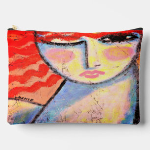 Pochette À Accessoires Tête Rousse Abstraite Magnifique Art