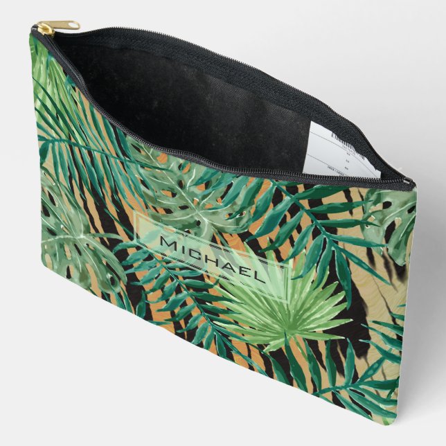 Pochette À Accessoires Tiger Stripes Camouflage Jungle Personnalisé (Ouvrir)