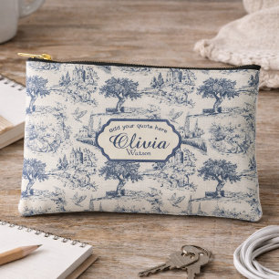 Pochette À Accessoires Toile de Jouy française vintage personnalisée