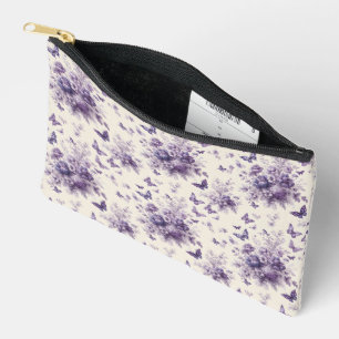 Pochette À Accessoires Toile fleurie de style français violet papillons
