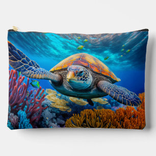 Pochette À Accessoires Tortue de la natation colorée