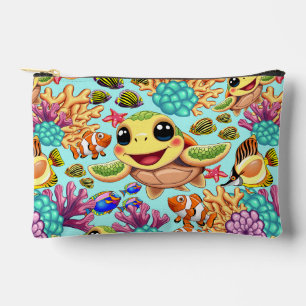 Pochette À Accessoires Tortue de mer Bébé heureux et mignonne personnage