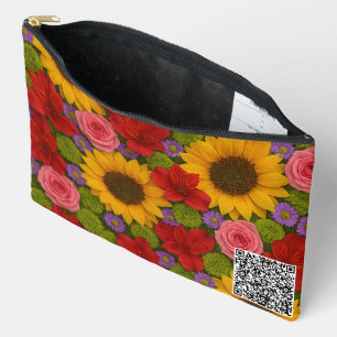 Pochette À Accessoires Tournesol et Rose