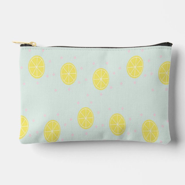 Pochette À Accessoires Tranches de citron jaune sur bleu (Recto)