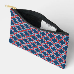 Pochette À Accessoires Trellis marocain bleu et rouge, treillis, Quatrefo