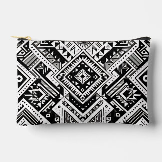 Pochette À Accessoires Tribal monochrome - Symétrie en gras en noir
