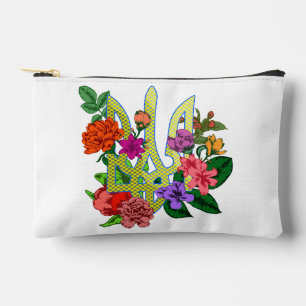 Pochette À Accessoires trident tryzub de l'héraldique ukrainienne fleurs