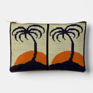 Pochette À Accessoires Tropical Palm Tree Sunset Artisan Crochet Imprimer