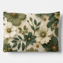Trousse de toilette motif fleurs vertes