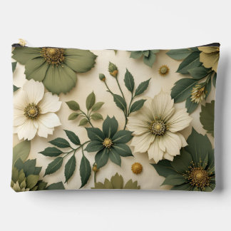 Pochette À Accessoires Trousse de toilette motif fleurs vertes