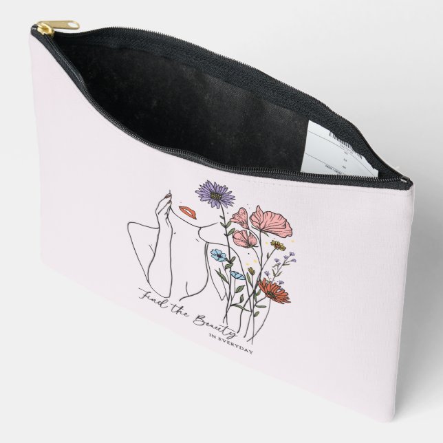Pochette À Accessoires Trouvez La Beauté Dans La Citation Inspirationnell (Ouvrir)