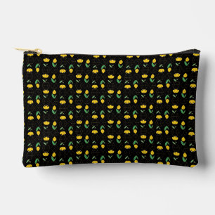 Pochette À Accessoires Tulipes jaunes dans un vase géométrique Fond noir
