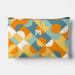 Pochette À Accessoires Turquoise Bleu Vert Orange Cercles du Moyen-siècle
