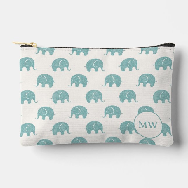 Pochette À Accessoires Turquoise Cute Elephant Motif (Recto)