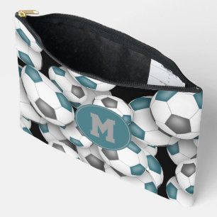 Pochette À Accessoires turquoise gris monogrammé balles de football motif