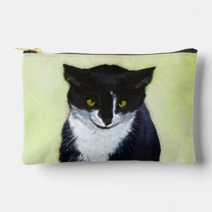Pochette À Accessoires Tuxedo Chat Portrait Peinture Cute Art Original