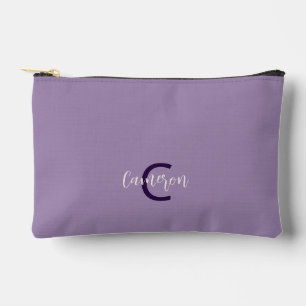 Pochette À Accessoires Type de script sophistiqué Initiales et nom Violet