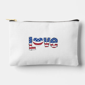 Pochette À Accessoires Typographie de l'amour du drapeau américain patrio