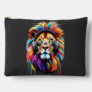 Pochette À Accessoires Un lion dans les écouteurs