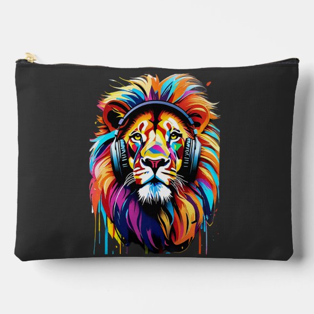 Pochette À Accessoires Un lion dans les écouteurs (Recto)