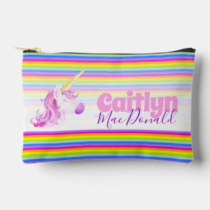 Pochette À Accessoires Unicorn rainbow striés coque crayon personnalisé o