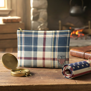 Pochette À Accessoires USA 250 Plaid Américain Motif Bouclier ID1301