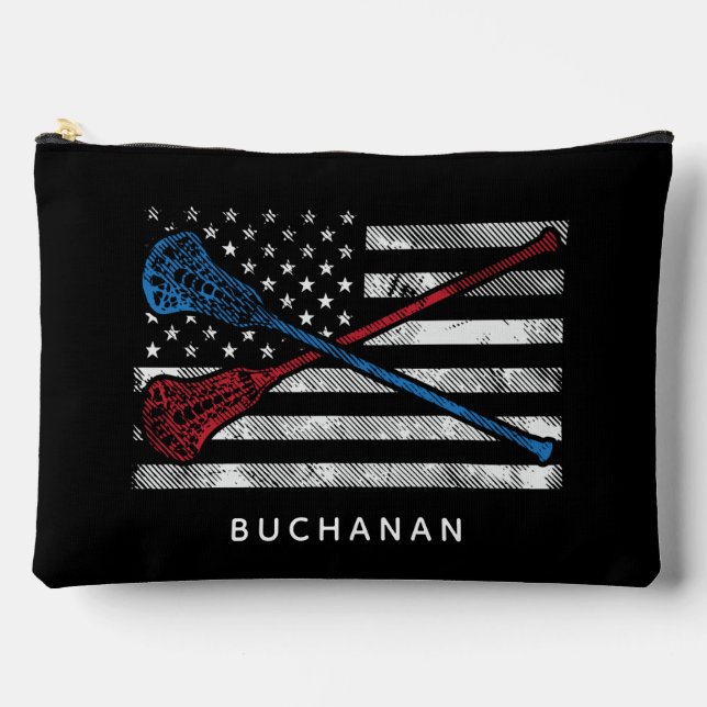 Pochette À Accessoires USA Flag and Lacrosse Bats Custom (Recto)