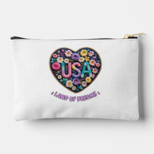 Pochette À Accessoires USA Terre de Rêves Broderie Artistique