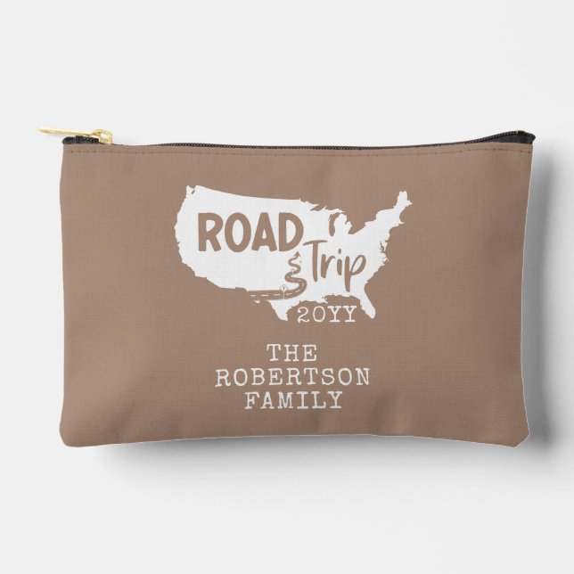 Pochette À Accessoires Vacances personnalisées | Family Road Trip USA Car (Recto)